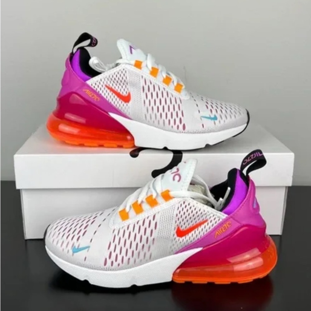 Nike Air Max 270 White with Pink and Orange Accents